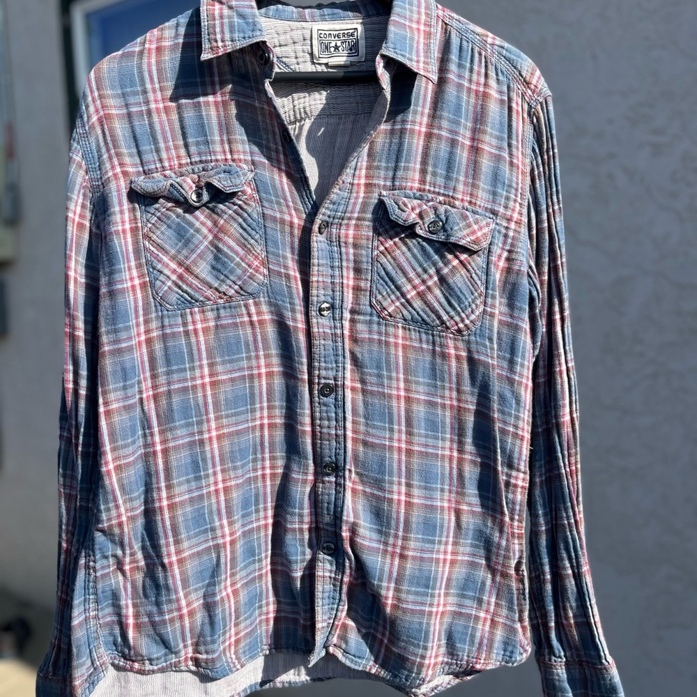 Converse Blue and Red Casual Button Down Shirt